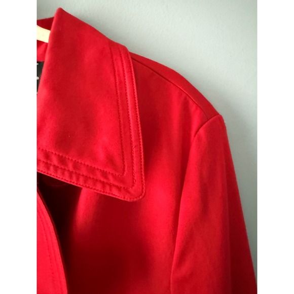New JM Collection Red Double Breasted Belted Trench Coat Lined Size Large Cotton - Picture 7 of 15